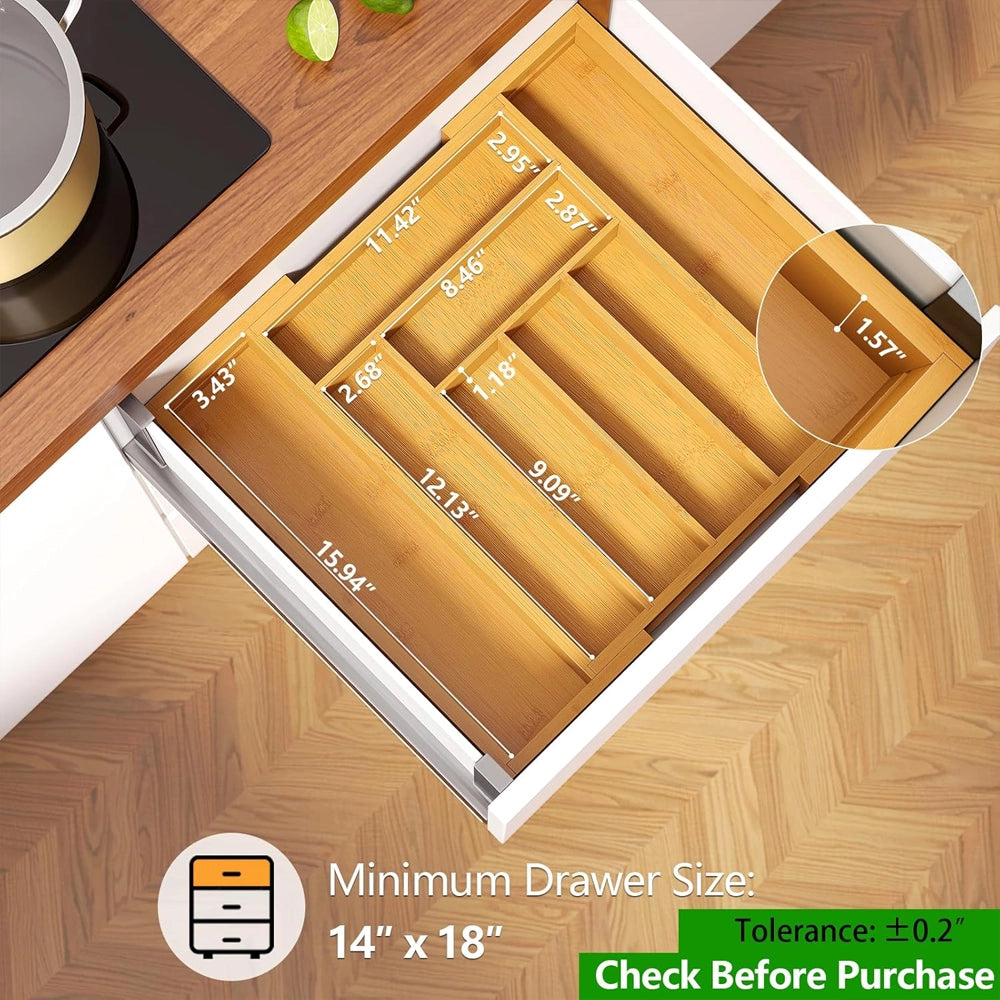 Bamboo Expandable Silverware Organizer