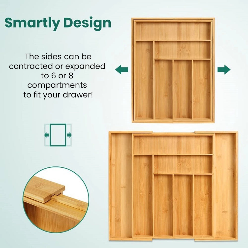 Bamboo Expandable Silverware Organizer