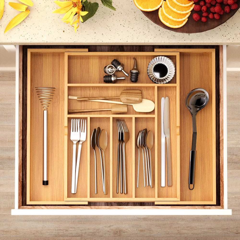 Bamboo Expandable Silverware Organizer