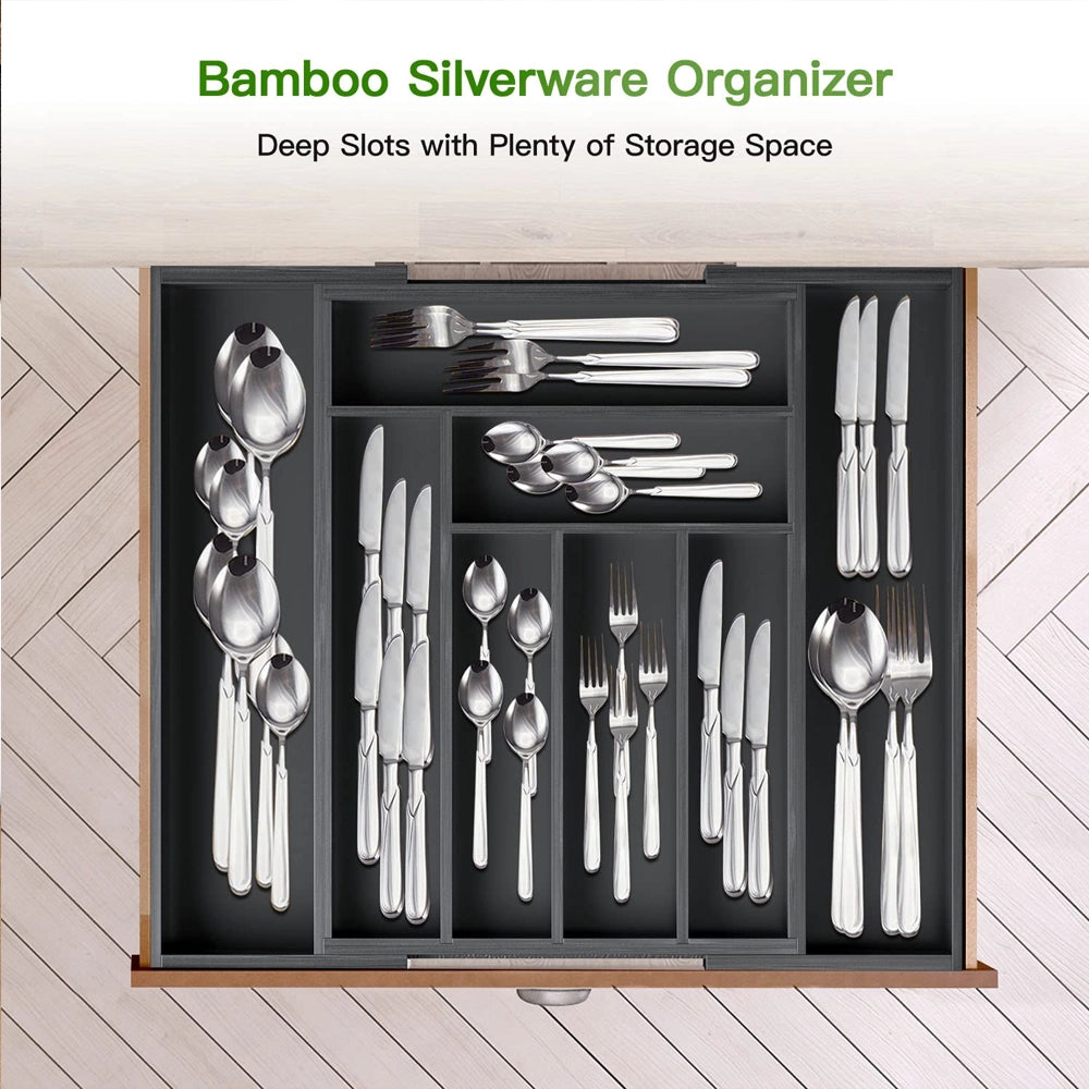 Bamboo Expandable Silverware Organizer