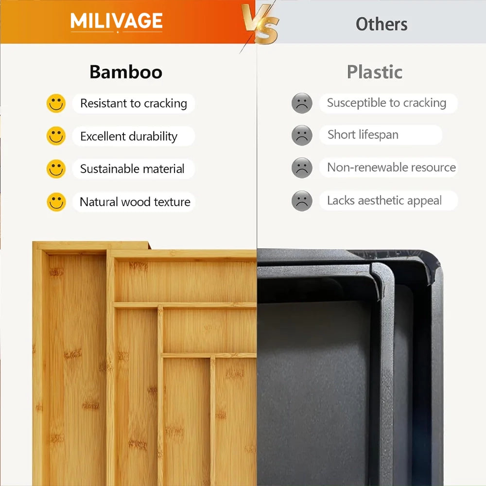 Bamboo Expandable Silverware Organizer