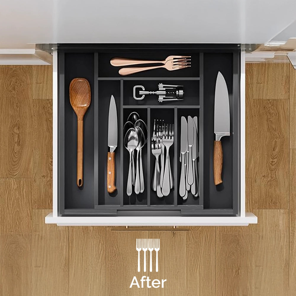 Bamboo Expandable Silverware Organizer